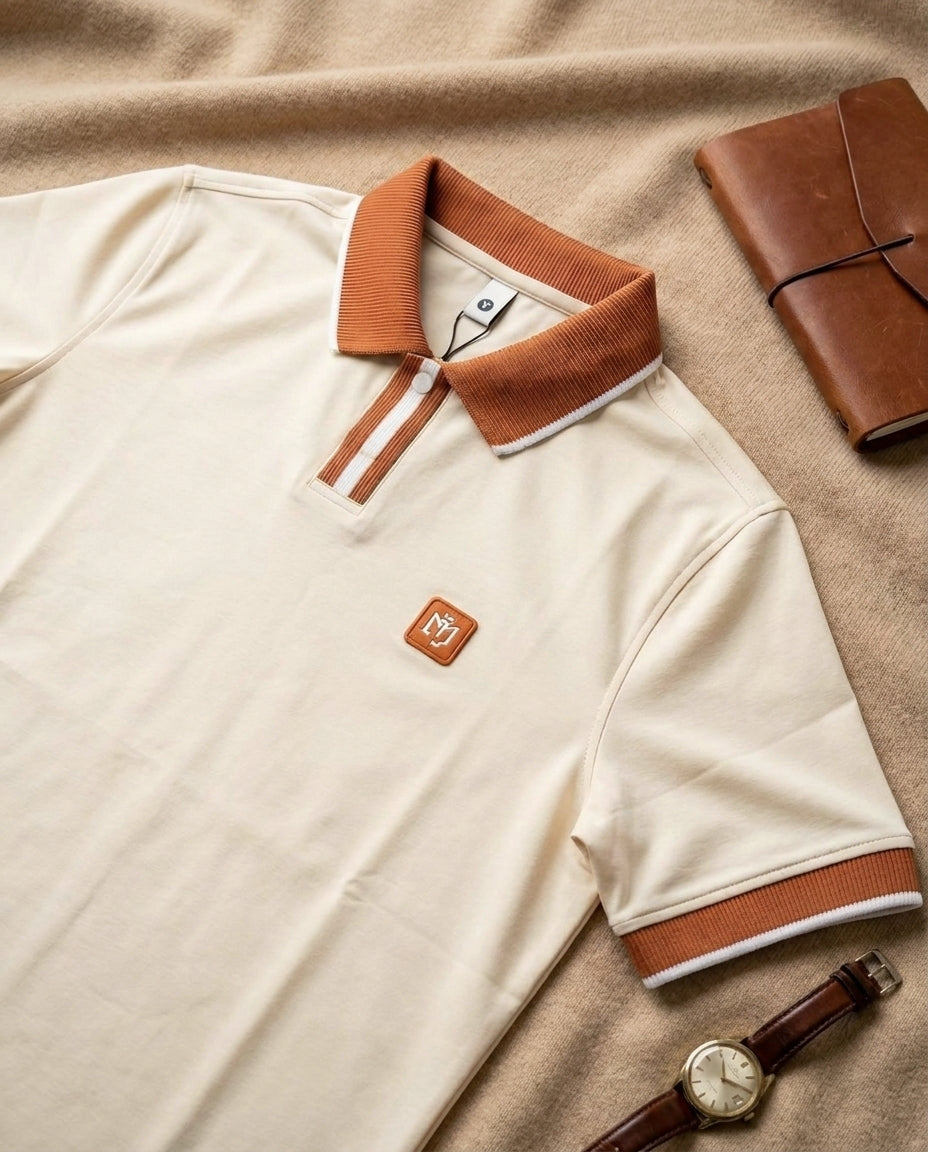 Signature Collection | Old Money Polo T-Shirt |  Cream Color