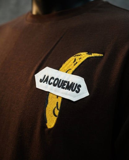 Banana Embroidered Tee | Super Soft Premium Unisex Drop Shoulder |Color Brown|