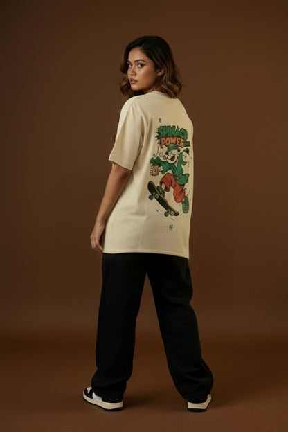 POWER | Beige | Premium Regular Relaxed Fit T-Shirt | Unisex