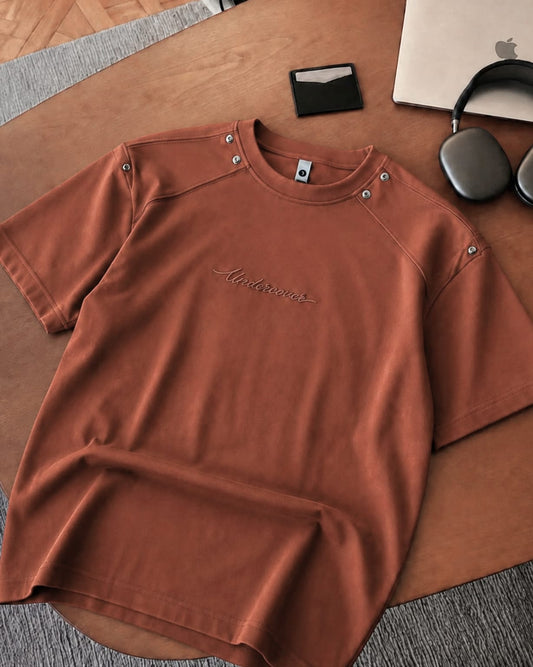 Rust Signature - Embroidered Drop Shoulder Tee