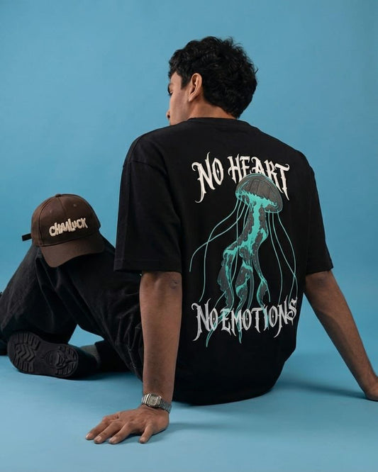 NO Heart NO Emotions | Limited Edition | Premium Drop Shoulder| Black