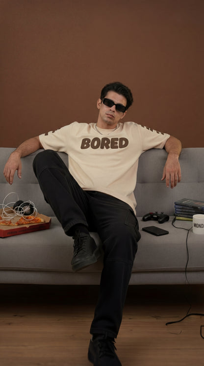 I'M BORED| Beige | Premium Regular Relaxed Fit T-Shirt | Unisex