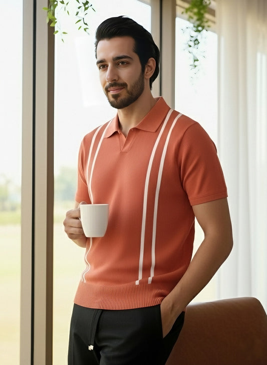 Old Money Polo T-Shirt| Orange