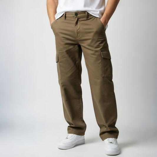 Premium Semi Baggy Cargo Pants | Brown |