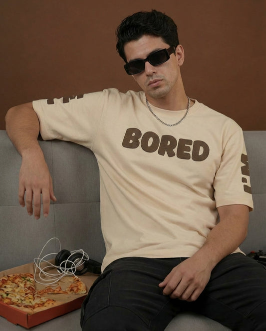 I'M BORED| Beige | Premium Regular Relaxed Fit T-Shirt | Unisex