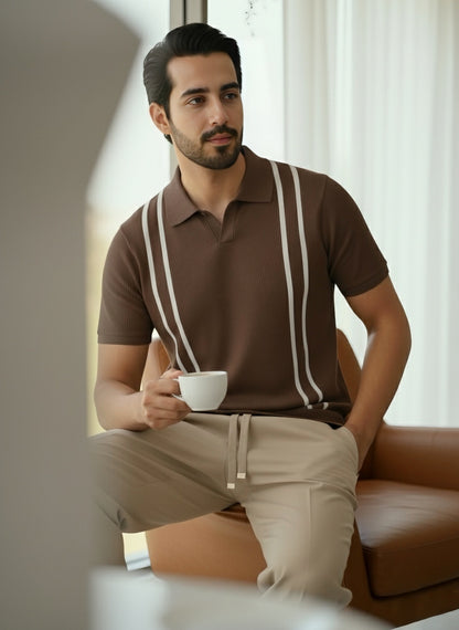 Old Money Polo T-Shirt | Chocolate Color