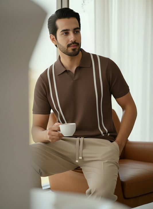 Old Money Polo T-Shirt | Chocolate Color