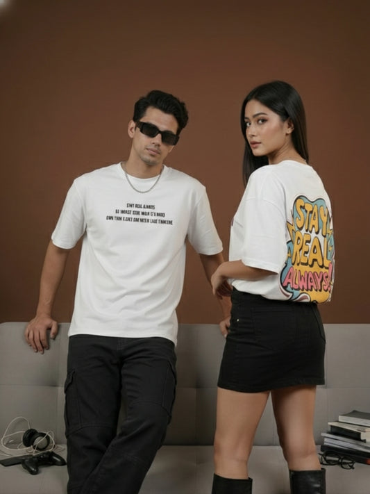 STAY REAL ALWAYS | Premium Regular Relaxed Fit T-Shirt | Unisex |
