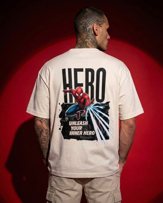 HERO| Cream Color | Super Soft Premium Drop Shoulder T-Shirt
