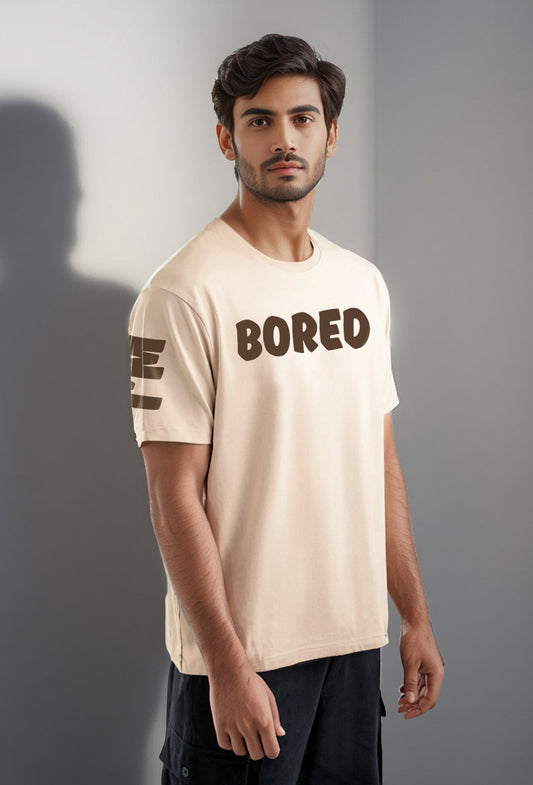 I'M BORED| Cream Beige Color| Premium Regular Relaxed Fit T-Shirt | Unisex |
