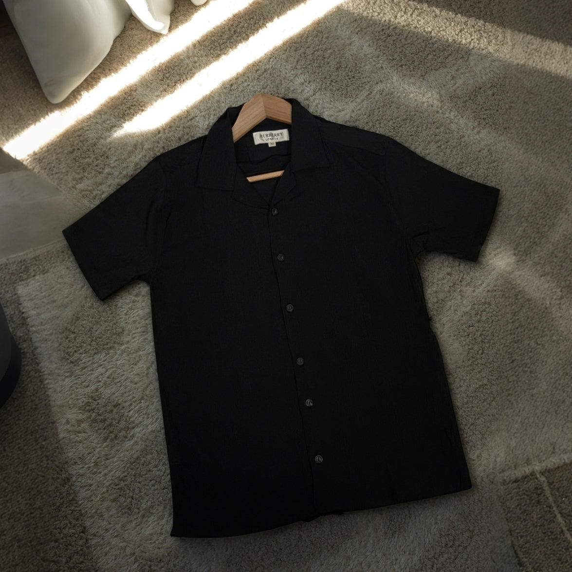 Premium Men's Cuban Collar Shirt – Black |Summer Friendly