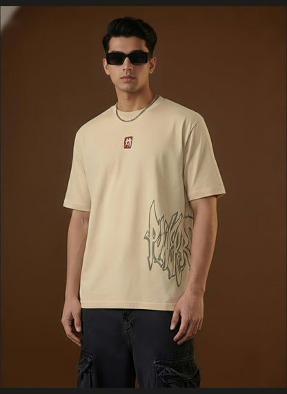 POWER | Beige | Premium Regular Relaxed Fit T-Shirt | Unisex