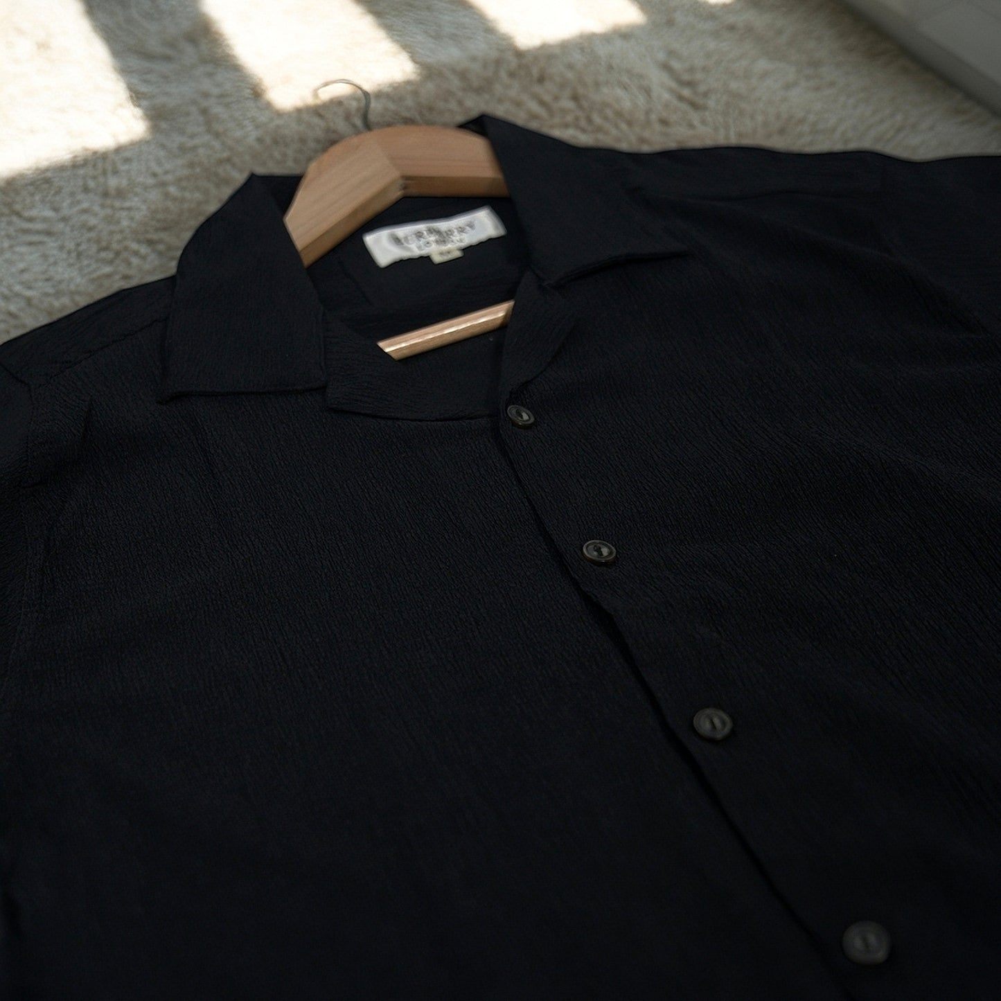 Premium Men's Cuban Collar Shirt – Black |Summer Friendly