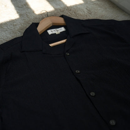 Premium Men's Cuban Collar Shirt – Black |Summer Friendly