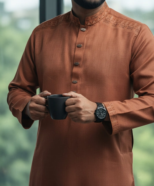 Slim Fit Embroidered Semi-Eid Collection - Premium Embroidered Panjabi
