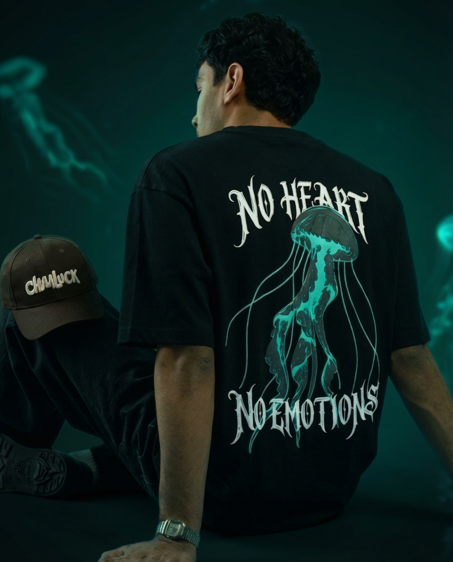NO Heart NO Emotions | Limited Edition | Premium Drop Shoulder| Black