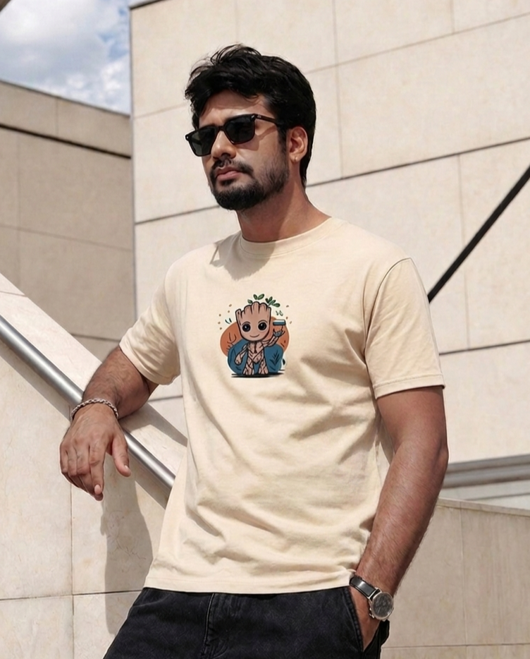Positivity | Beige |  Premium Regular Relaxed Fit T-Shirt | Unisex |