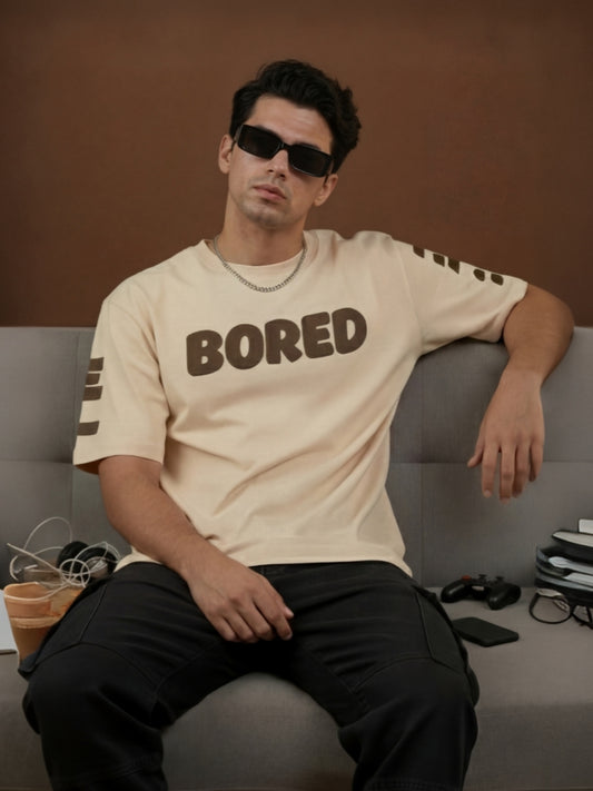 I'M BORED| Beige | Premium Regular Relaxed Fit T-Shirt | Unisex