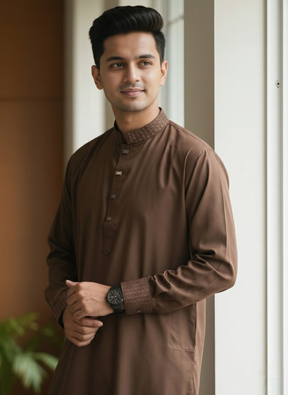 Turkish Cotton- Slim Fit Embroidered Semi-Eid Collection - Premium Embroidered Panjabi