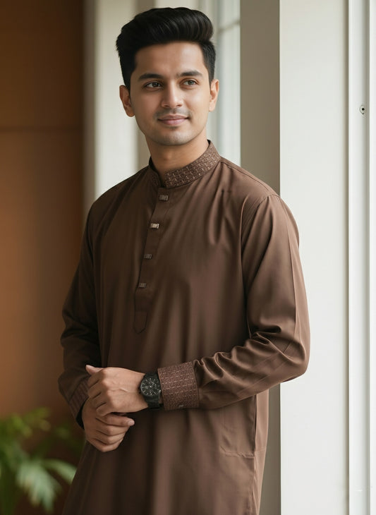 Turkish Cotton- Slim Fit Embroidered Semi-Eid Collection - Premium Embroidered Panjabi