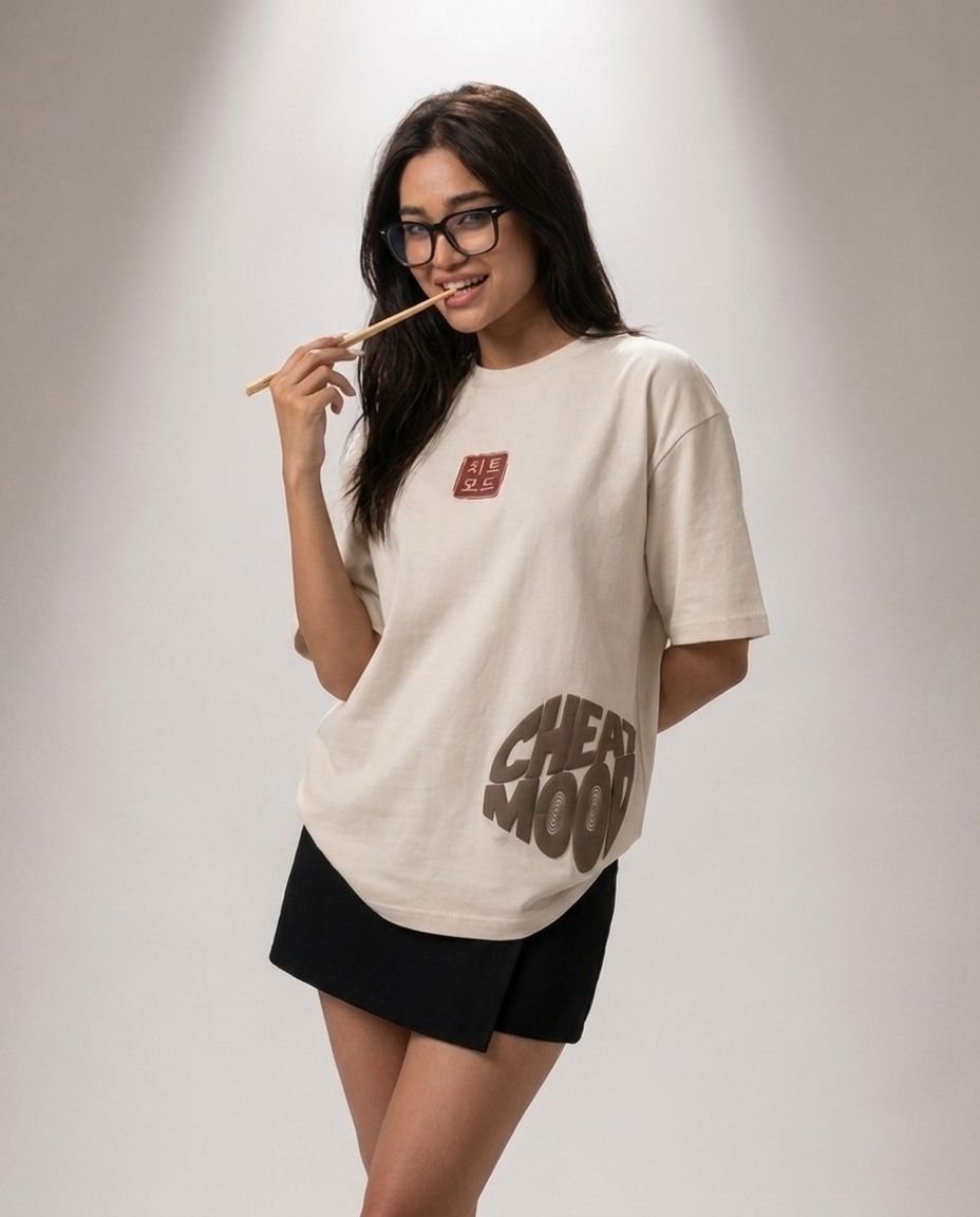 🍜 Ramen Cheat Day | Cream Color | Super Soft Premium Unisex Drop Shoulder T-Shirt