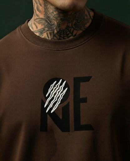 ONE TIGER| Chocolate Color|  Super Soft Premium Drop Shoulder T-Shirt