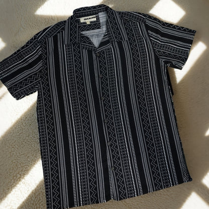 Premium Men's Cuban Collar Shirt – Black | Summer Friendly