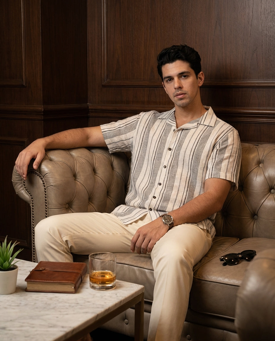 Premium Men's Cuban Collar Shirt – white | Summer Friendly