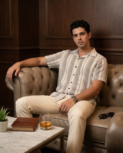Premium Men's Cuban Collar Shirt – white | Summer Friendly