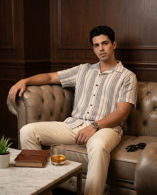 Premium Men's Cuban Collar Shirt – white | Summer Friendly