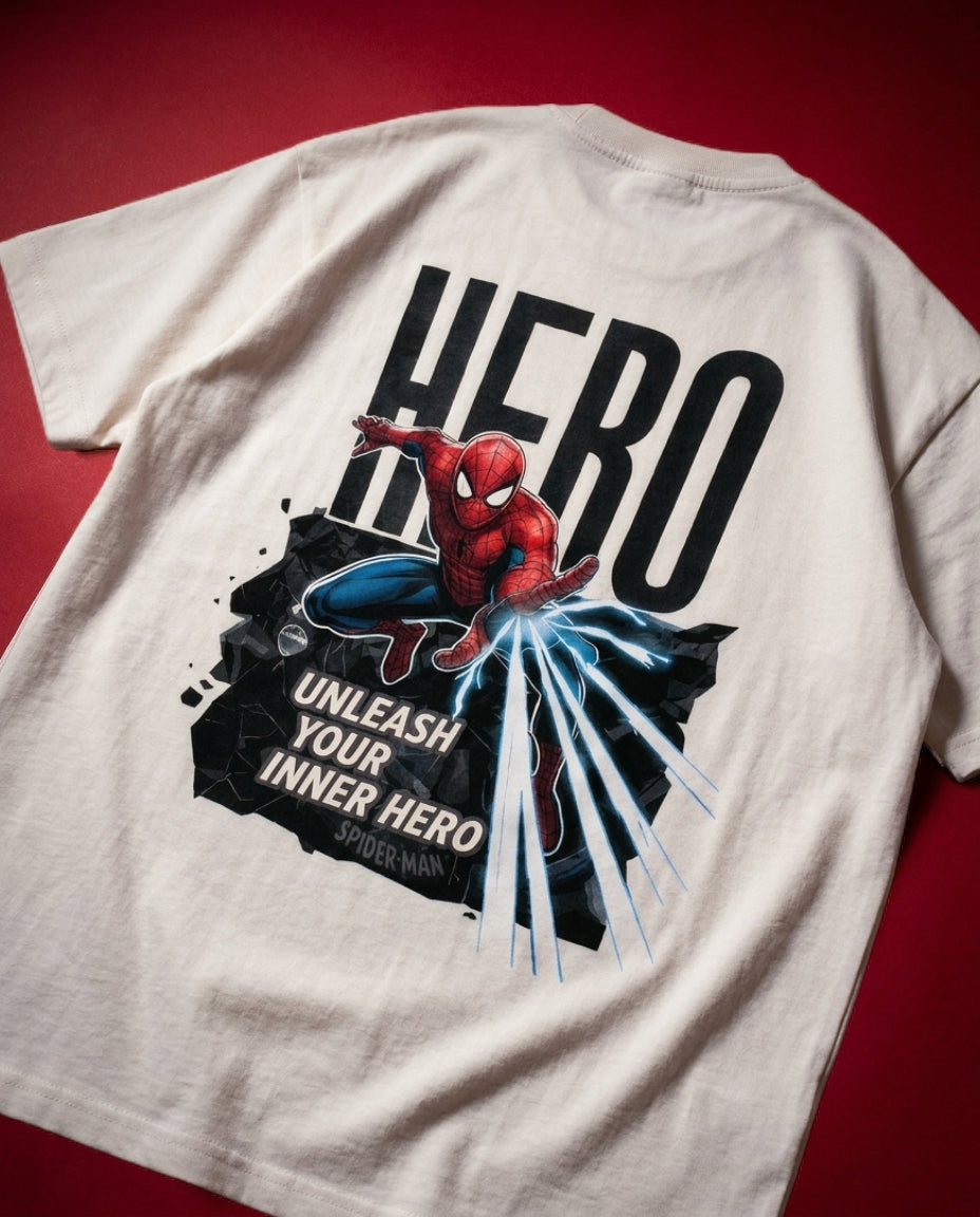 HERO| Cream Color | Super Soft Premium Drop Shoulder T-Shirt