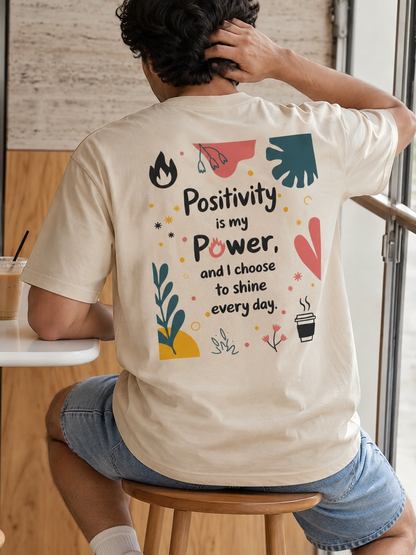 Positivity | Beige |  Premium Regular Relaxed Fit T-Shirt | Unisex |