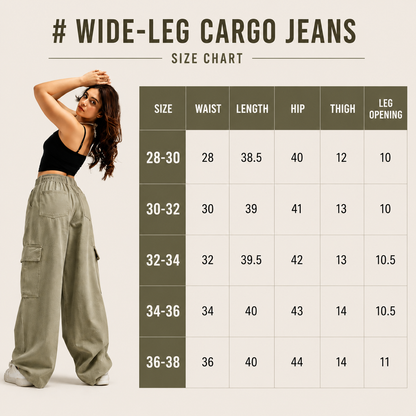 Urban Utility Wide-Leg Cargo Jeans | olive colour |