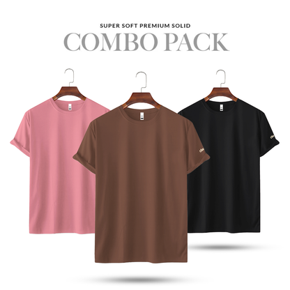 Super Soft Solid Triplet Combo - Black, Brown & Pink | Unisex