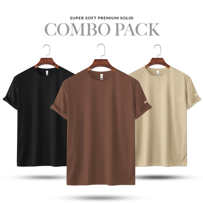 Super Soft Solid Triplet Combo - Brown, Beige & Black | Unisex