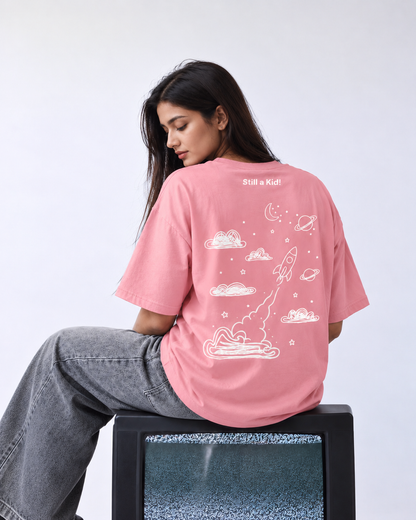 Still a Kid! Exclusive Chaaluck Designed | Unisex Drop Shoulder T-Shirt  |Light Pink