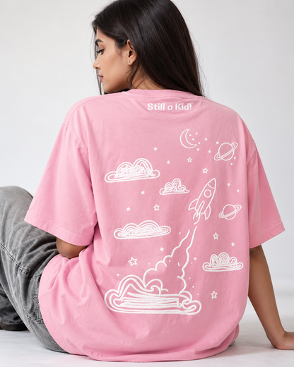 Still a Kid! Exclusive Chaaluck Designed | Unisex Drop Shoulder T-Shirt  |Light Pink