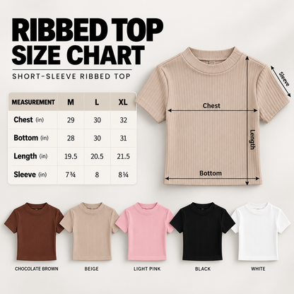 The Essential Ribbed Mock-Neck Short Sleeve Crop Top